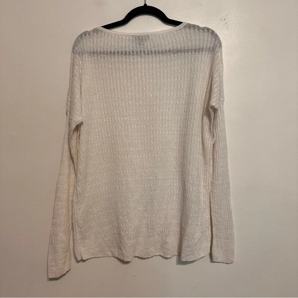 J. Crew Linen Lightweight Cable Knit Boatneck Sweater size XL White
